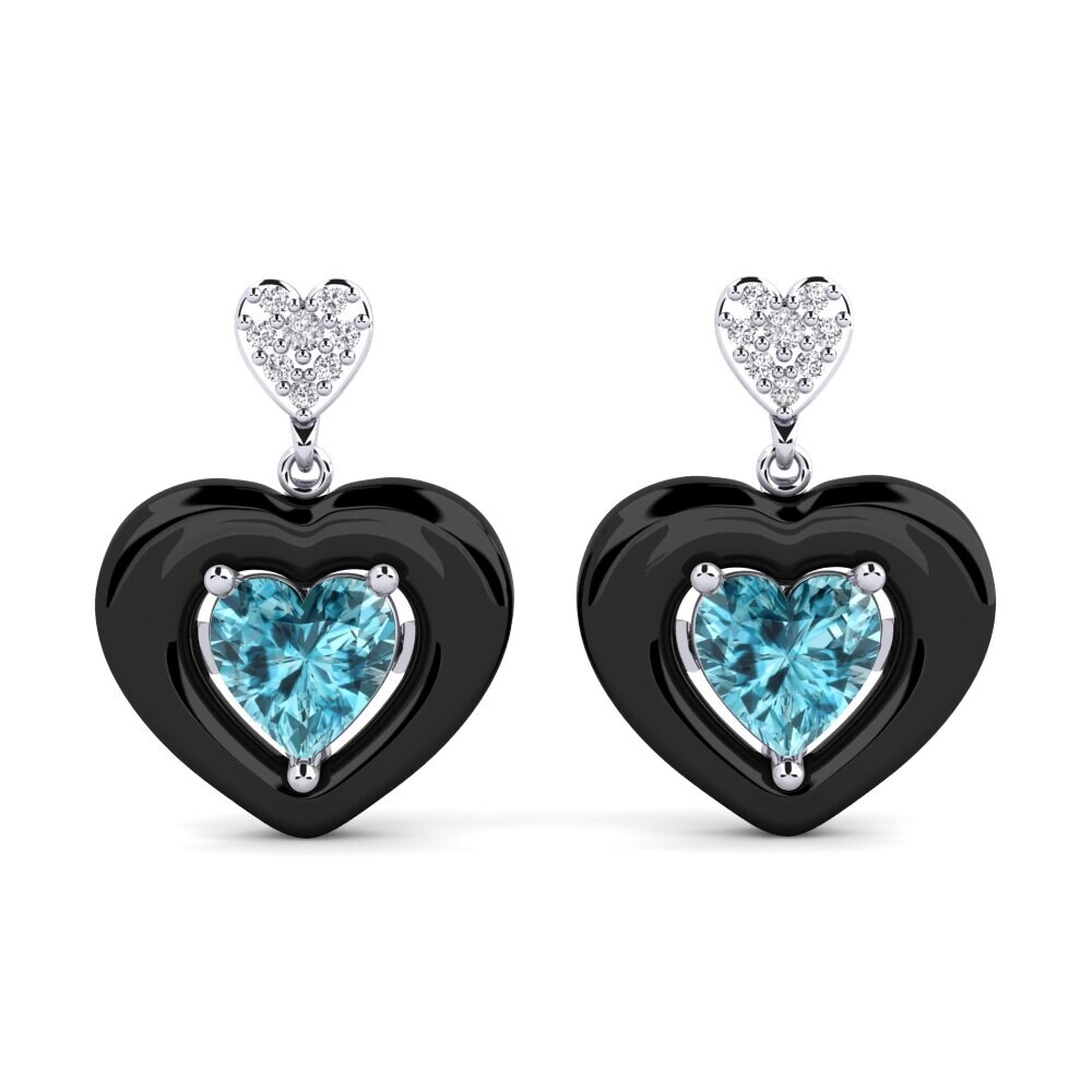 White Silver Blue Zircon Women's Earring Aguinaga