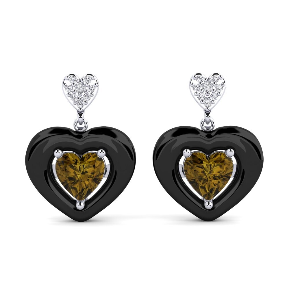 White Silver Brown Zircon Women's Earring Aguinaga