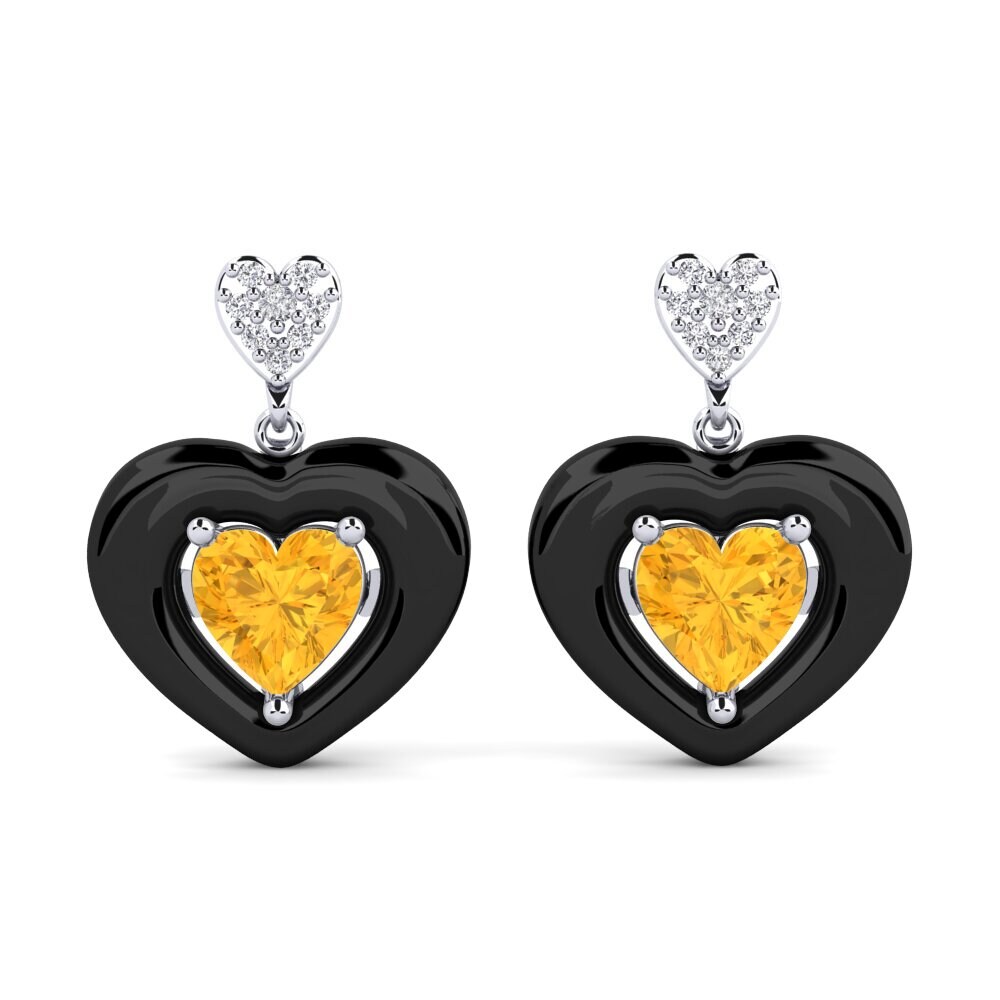 White Silver Citrine Women's Earring Aguinaga