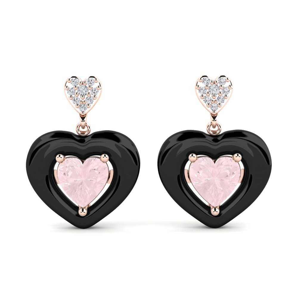 18ct Rose Gold Rose Quartz Women's Earring Aguinaga