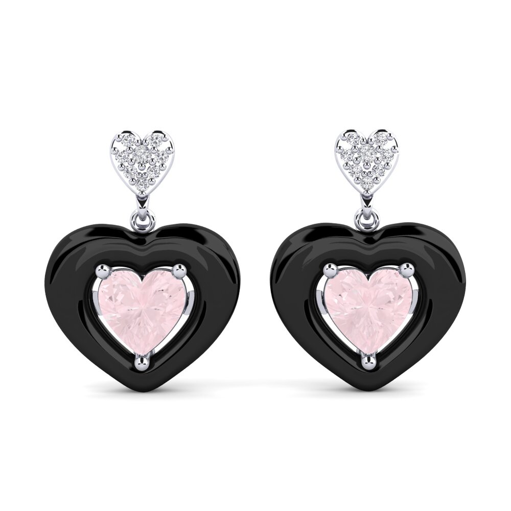 White Silver Rose Quartz Women's Earring Aguinaga