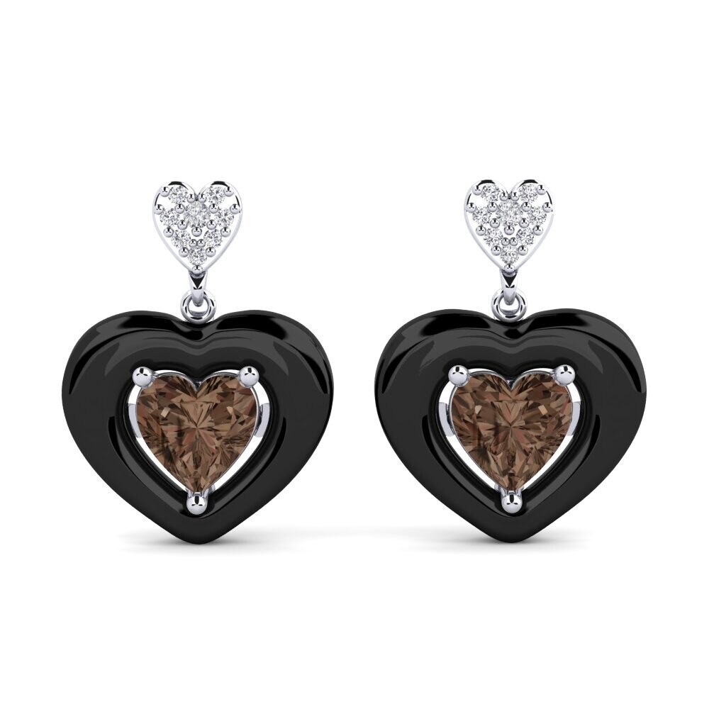 White Silver Smoky Quartz Women's Earring Aguinaga