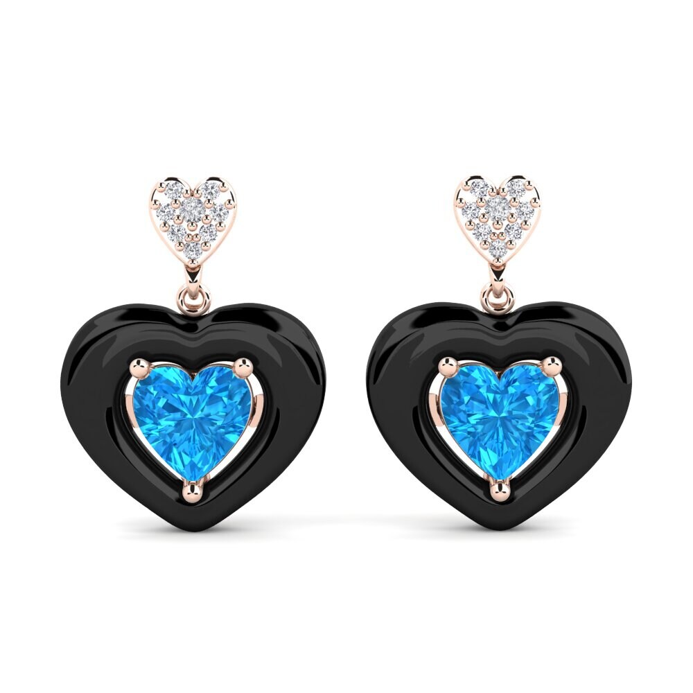 9ct Rose Gold Blue Topaz Women's Earring Aguinaga