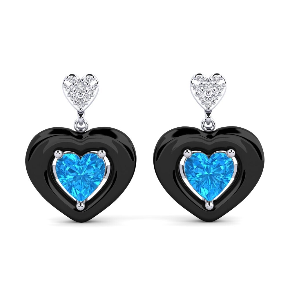 950 Platinum Blue Topaz Women's Earring Aguinaga