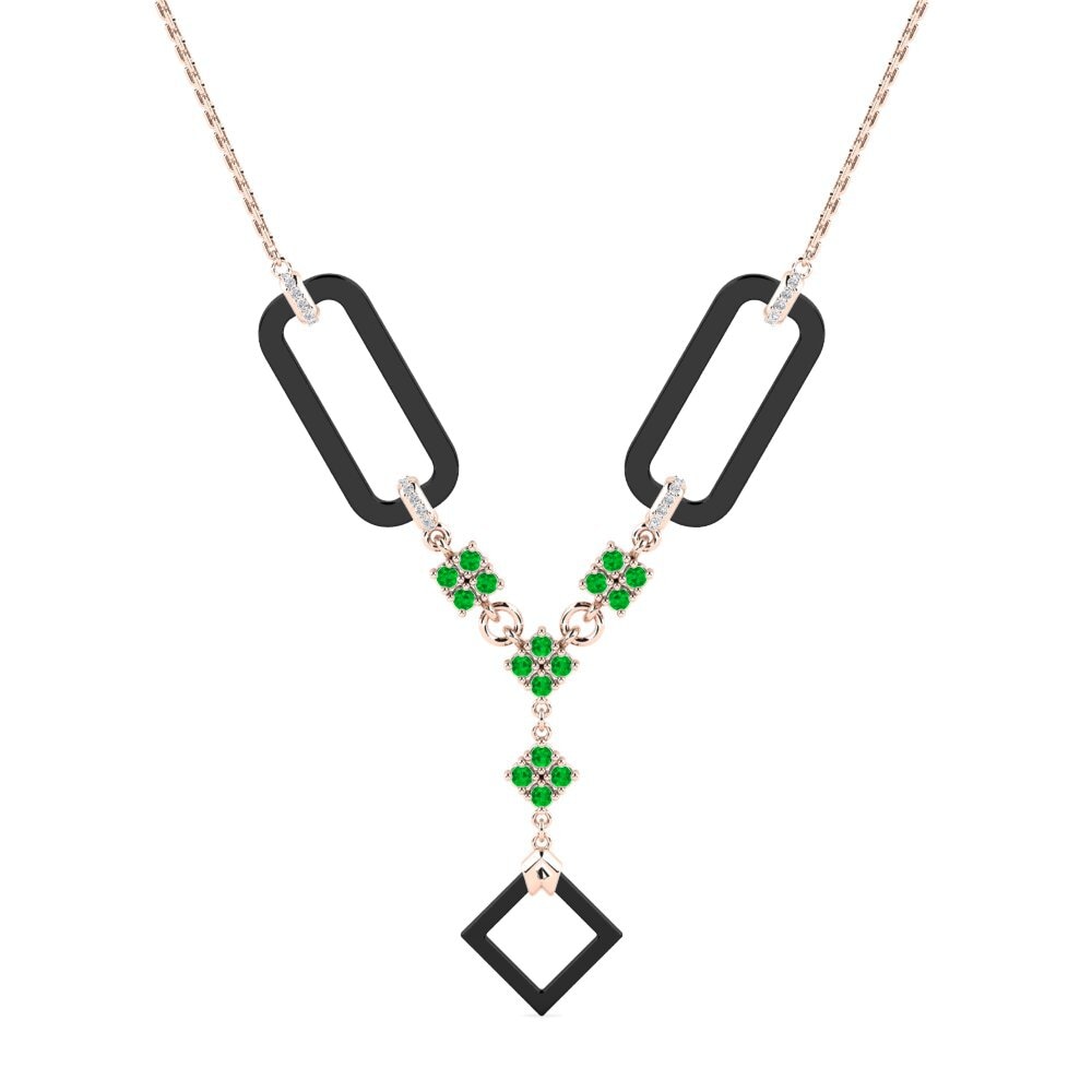 9ct Rose Gold Emerald Women's Necklace Aguiniga