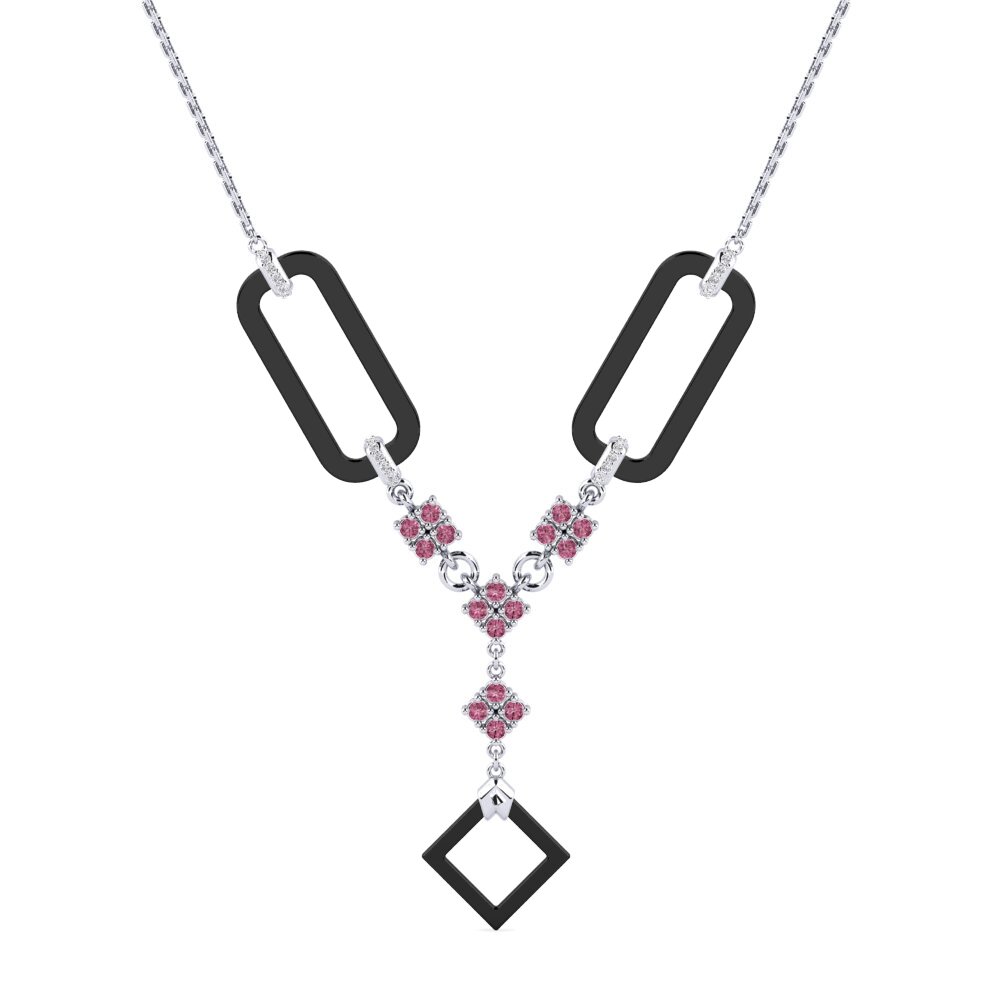 9ct White Gold Rhodolite Garnet Women's Necklace Aguiniga