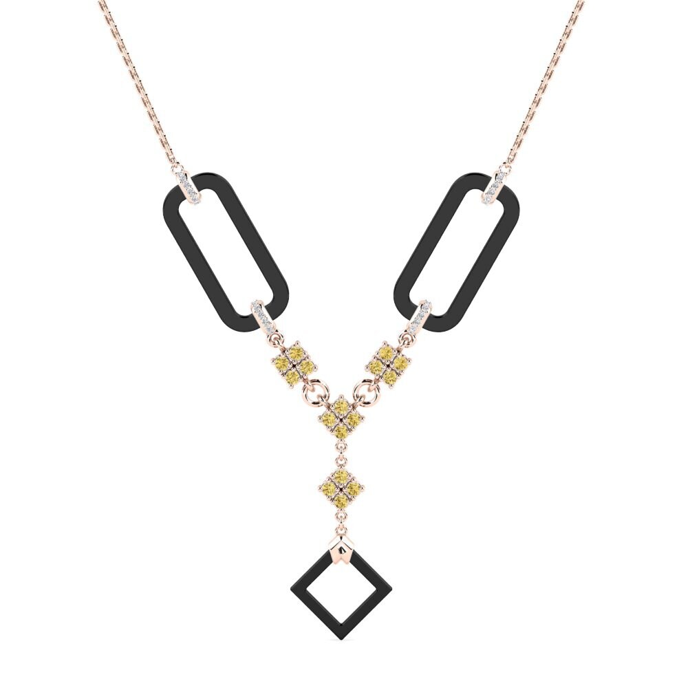 9ct Rose Gold Yellow Diamond Women's Necklace Aguiniga