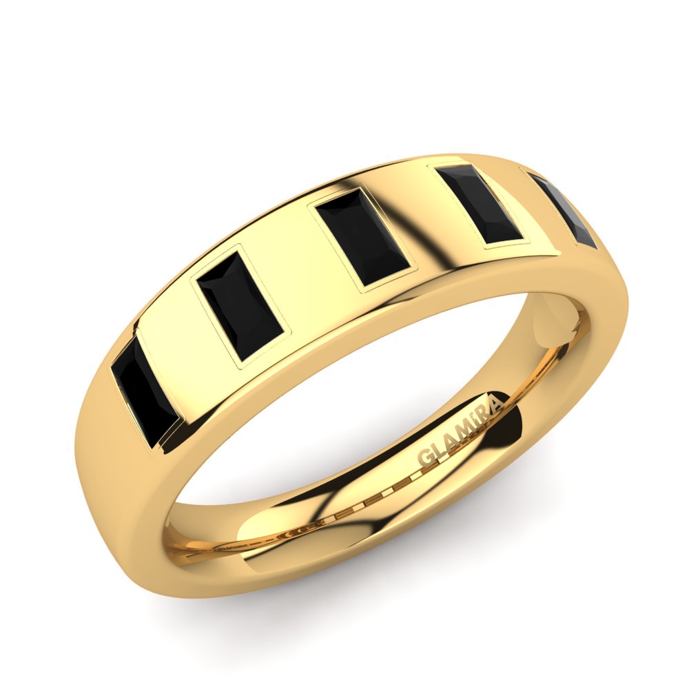 18ct Yellow Gold Black Sapphire Men's Ring Agustin