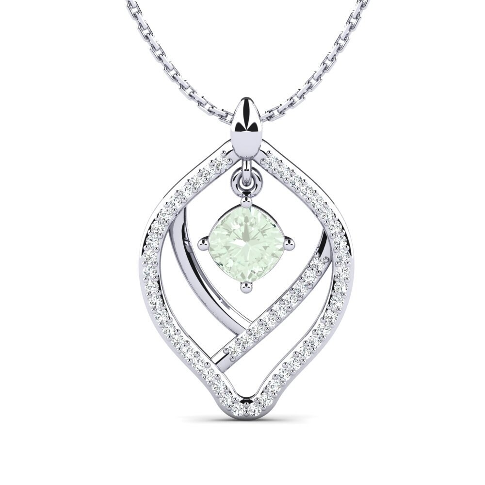 950 Palladium Green Amethyst Women's Necklace Ahkaila