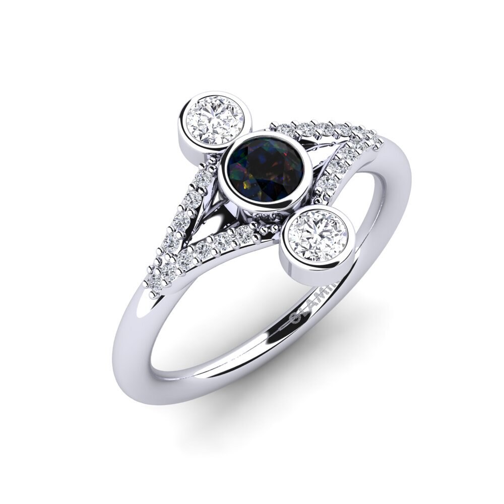 White Silver Black Opal Ring Ahlexa