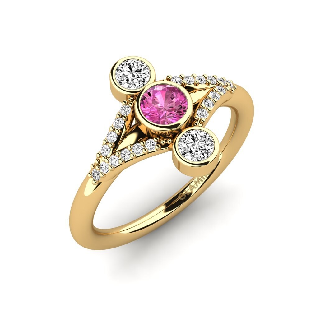 9k Oro Amarillo Topacio Rosa Anillo Ahlexa