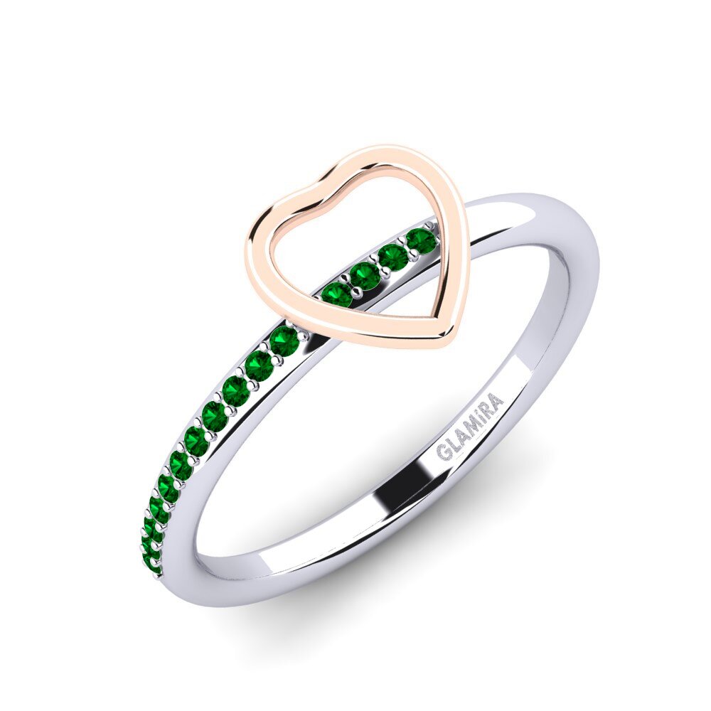 14ct White / Rose Gold Green Zirconia Ring Ahsal