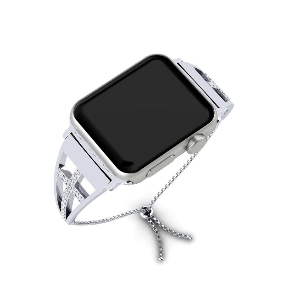 Stainless Steel /9k White Gold Apple Watch® Strap Ahurei - B