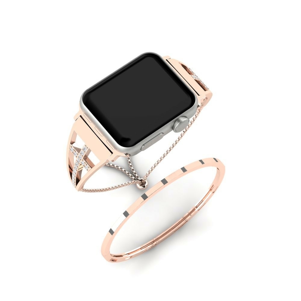 Pulseras para Apple Watch® Ahurei Set Stainless Steel / 750 Red Gold Zafiro blanco