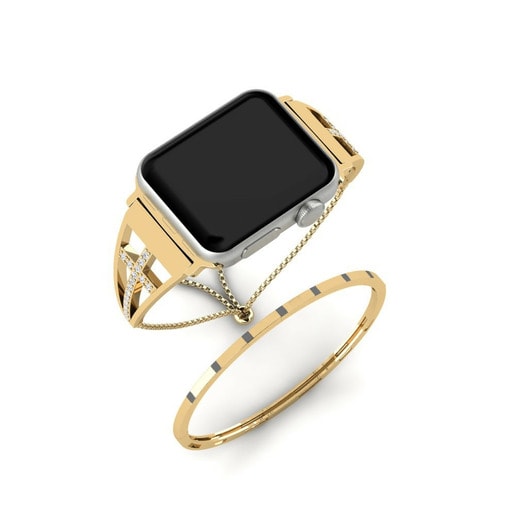 Apple Watch® Ahurei Set Stainless Steel / 375 Yellow Gold & Đá Sapphire Trắng