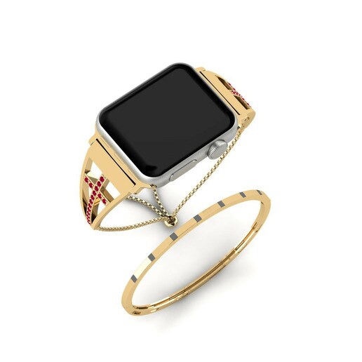 Apple Watch® Ahurei Set Stainless Steel / 585 Yellow Gold & Hồng Ngọc