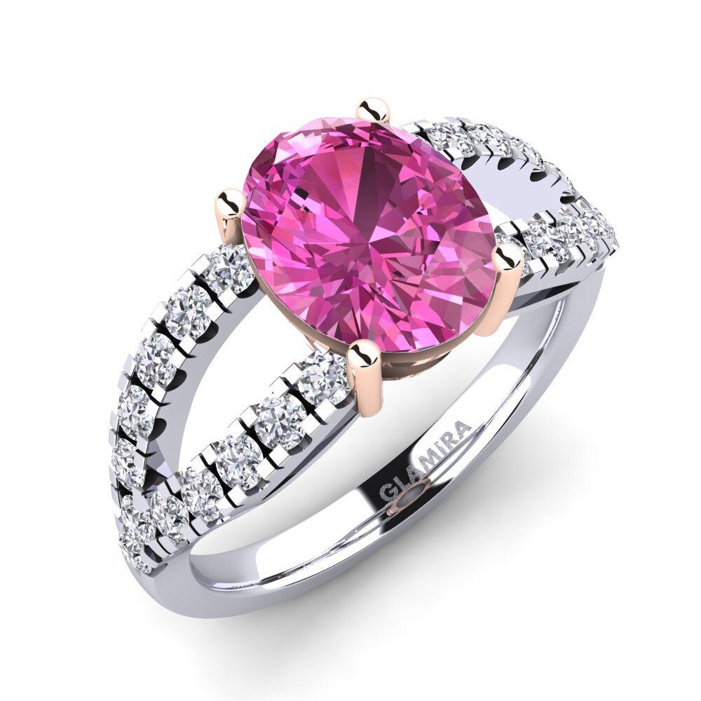 18ct White & Rose Gold Pink Topaz Engagement Ring Aida
