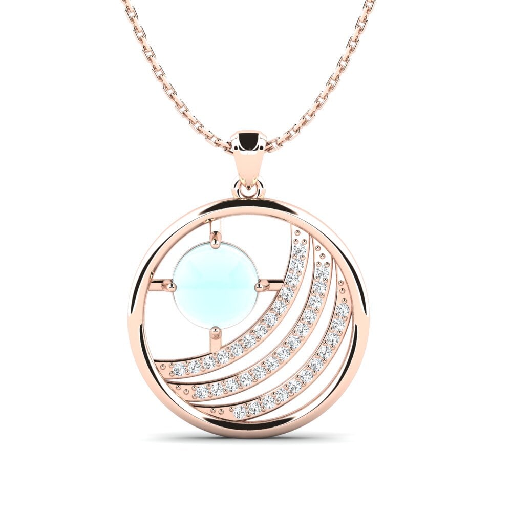14ct Rose Gold Cabochon Aquamarine Women's Pendant Aidelis