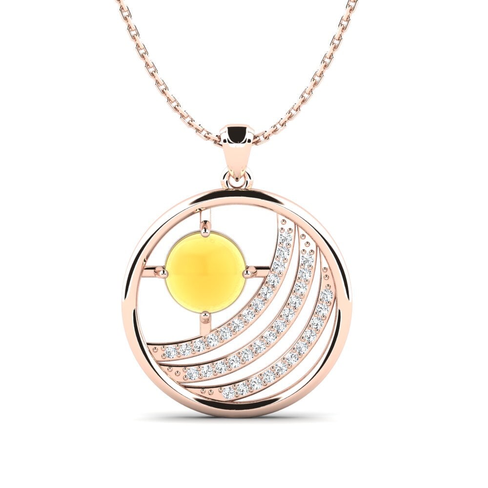 14ct Rose Gold Cabochon Citrine Women's Pendant Aidelis
