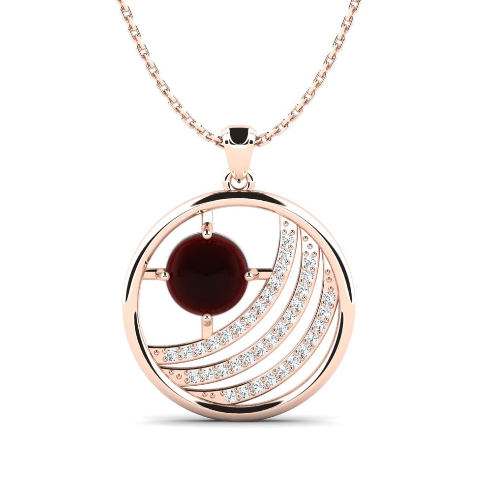 14ct Rose Gold Cabochon Garnet Women's Pendant Aidelis