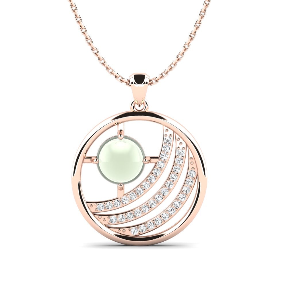 14ct Rose Gold Cabochon Green Amethyst Women's Pendant Aidelis