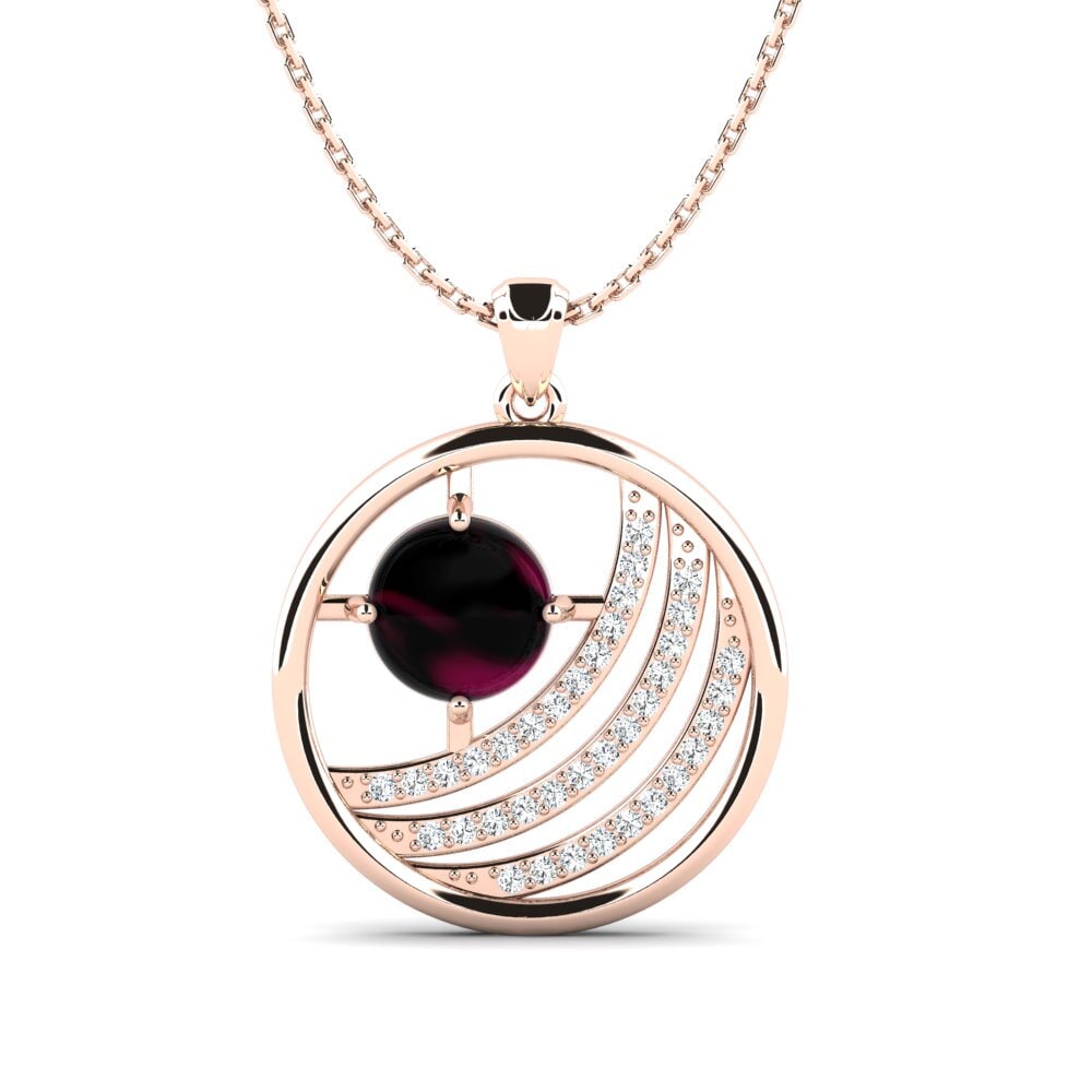 14ct Rose Gold Cabochon Rhodolite Garnet Women's Pendant Aidelis