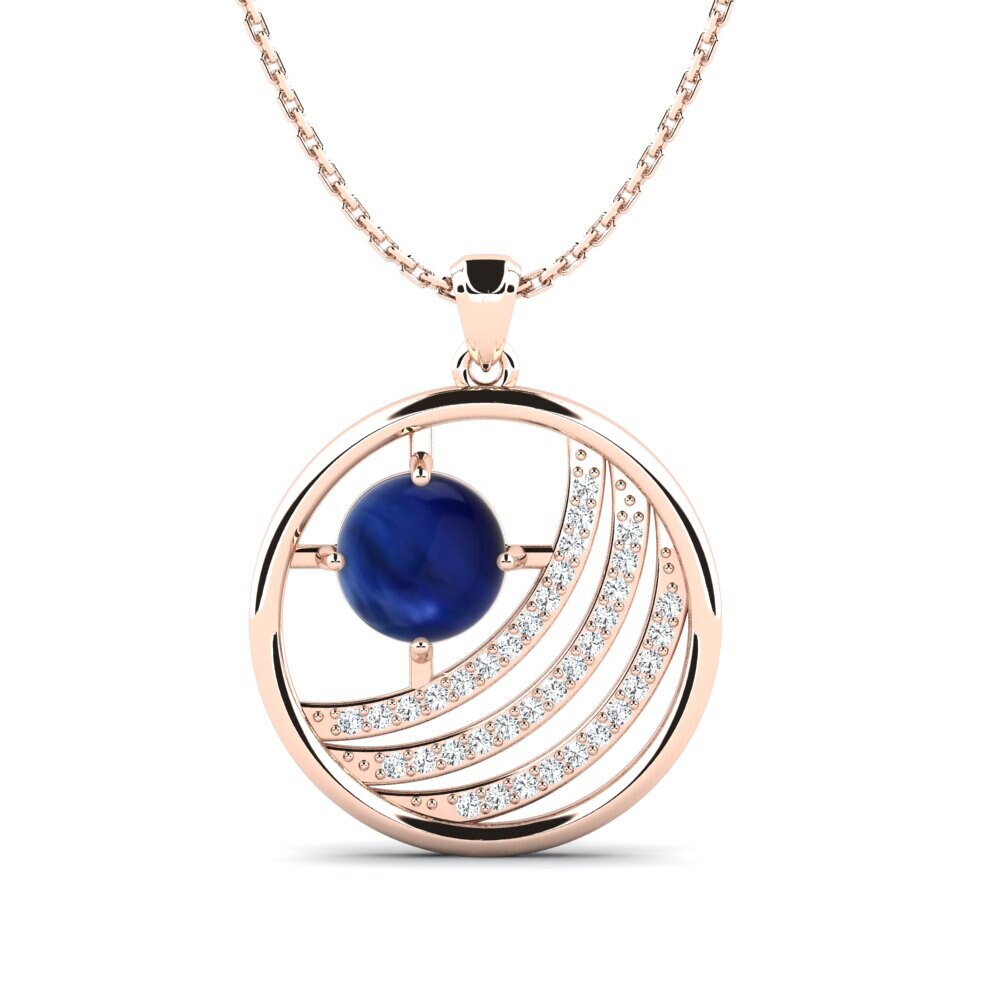 14ct Rose Gold Cabochon Sapphire Women's Pendant Aidelis