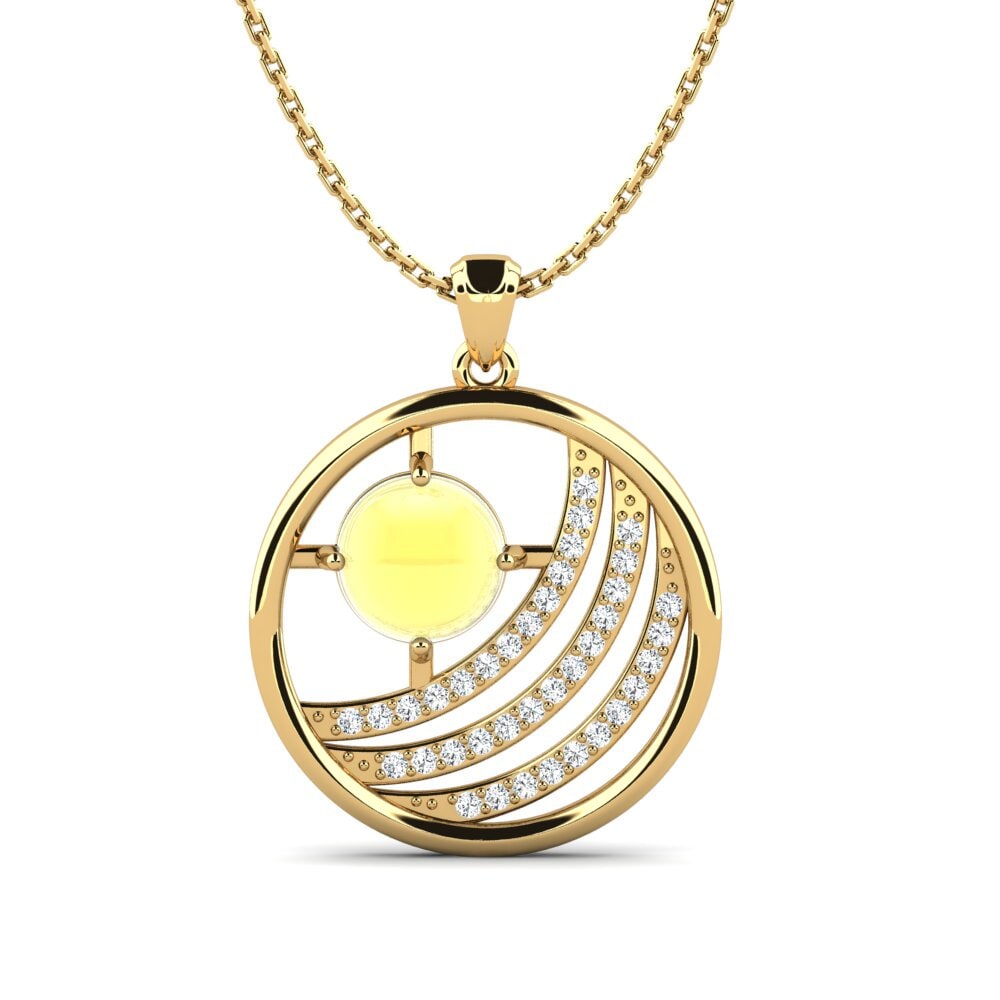 Gelbgold 750 Cabochon Zitronentopas Damen anhänger Aidelis