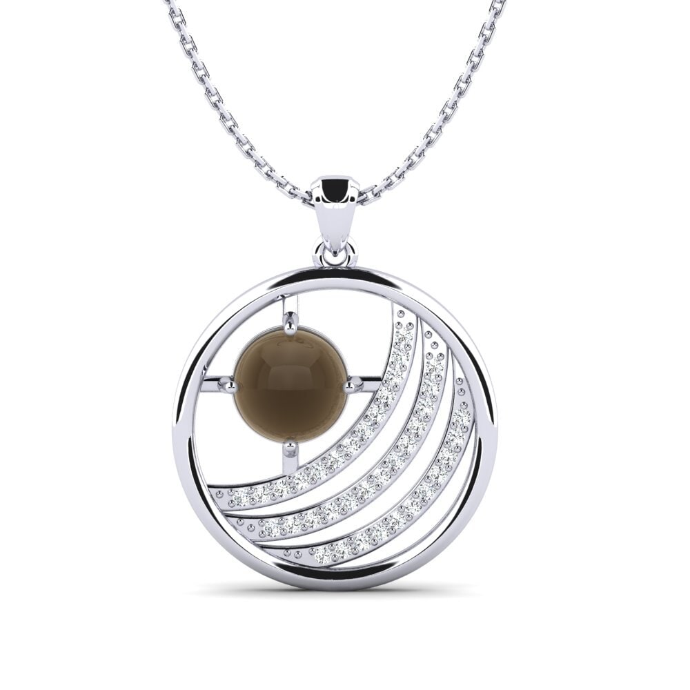 950 Palladium Cabochon Smoky Topaz Women's Pendant Aidelis