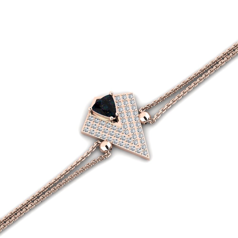 9ct Rose Gold Black Opal Women's Bracelet Aidenco