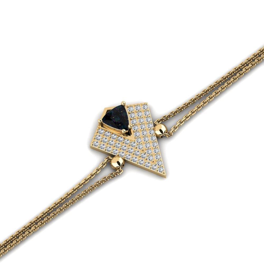 14ct Yellow Gold Black Opal Women's Bracelet Aidenco