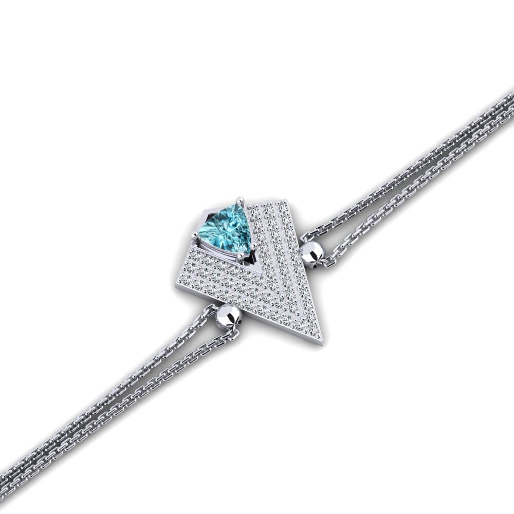 950 Platinum Blue Zircon Women's Bracelet Aidenco