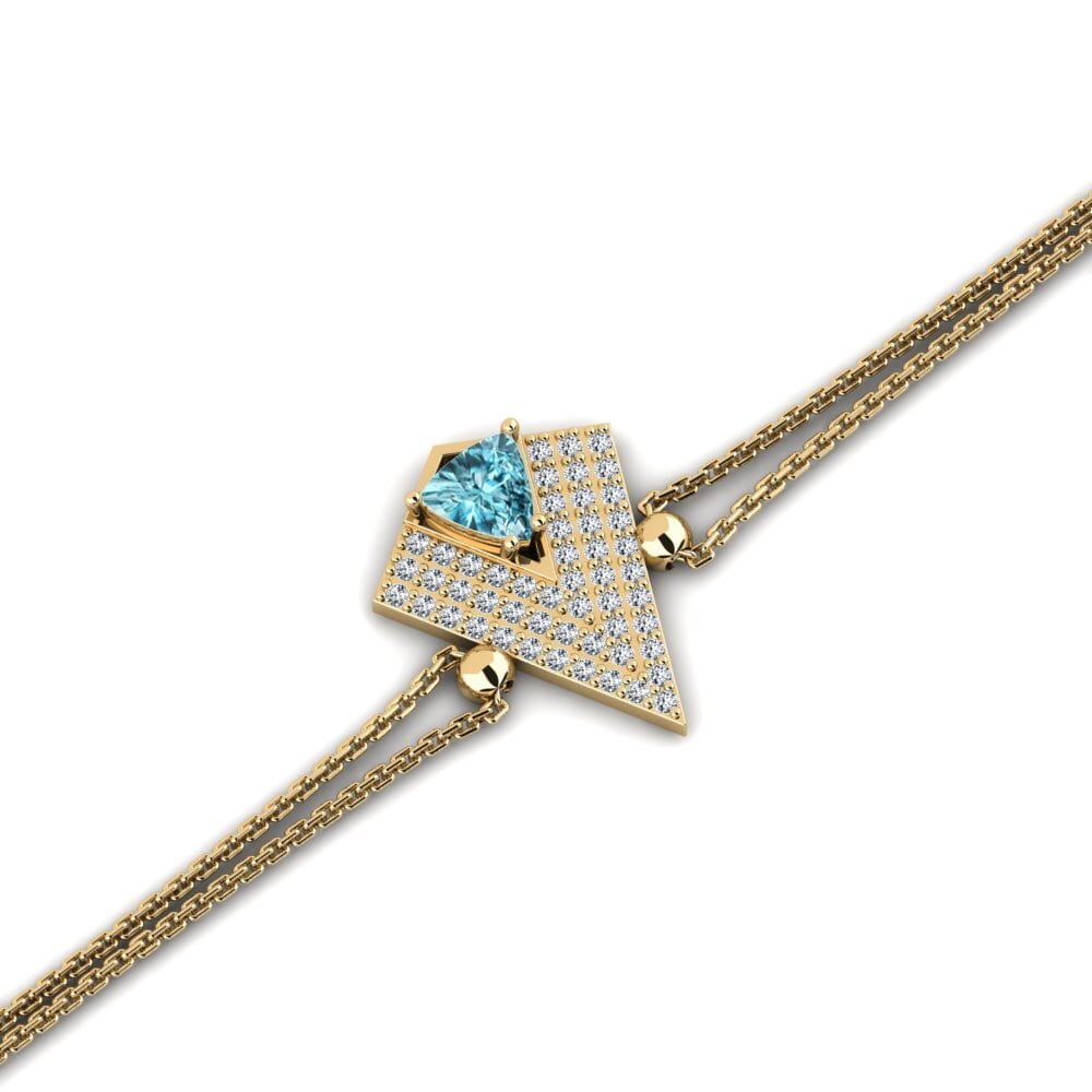 14ct Yellow Gold Blue Zircon Women's Bracelet Aidenco
