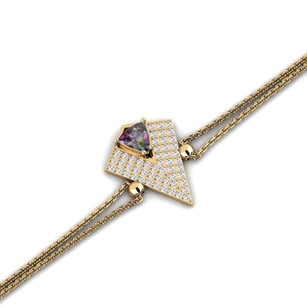 14k Oro Amarillo Topacio Místico Pulsera de Mujer Aidenco