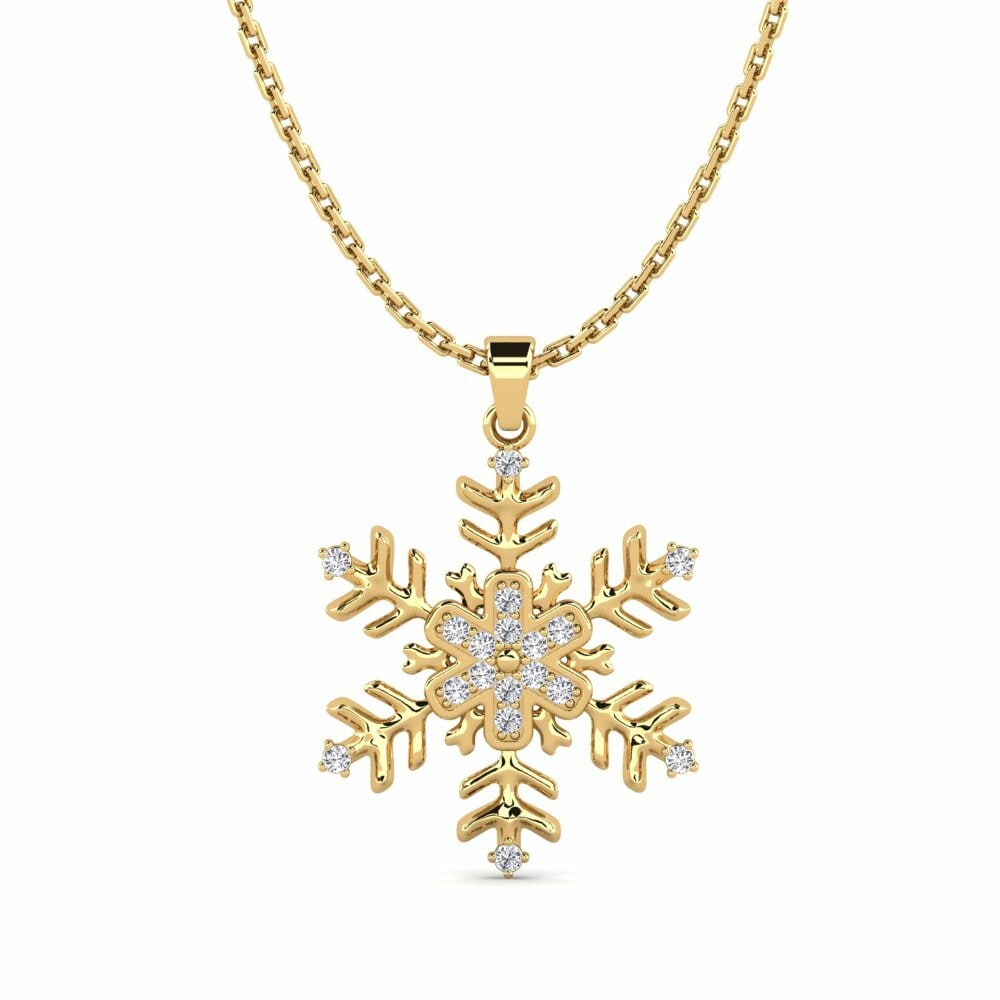 Snowflake Necklaces GLAMIRA Pendant Aiello 585 Yellow Gold Diamond