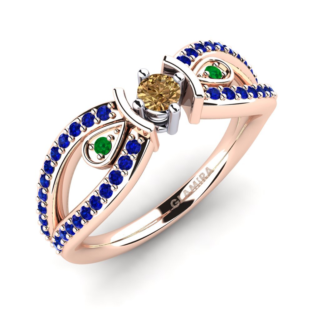 14K Rood & Wit Goud Bruine Diamant Verlovingsring Aigina