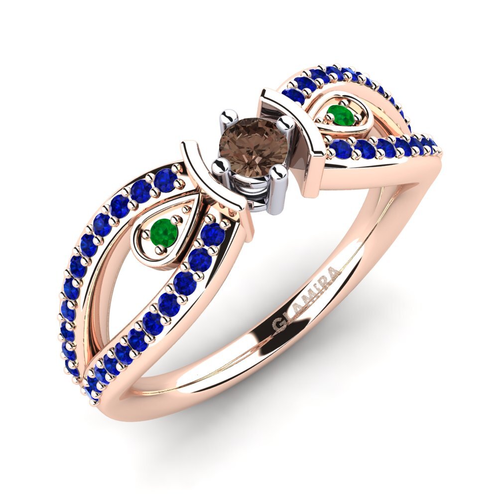 14K Rood & Wit Goud Rook Kwarts Verlovingsring Aigina