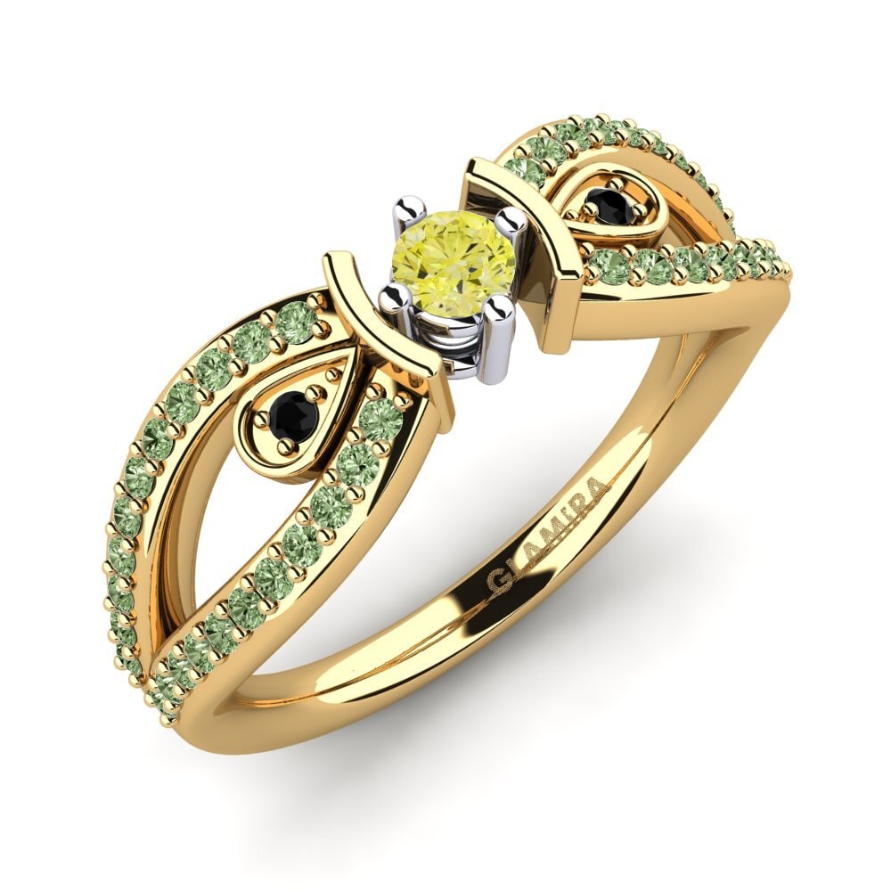 18k Oro Amarillo & Blanco Anillo de compromiso Aigina