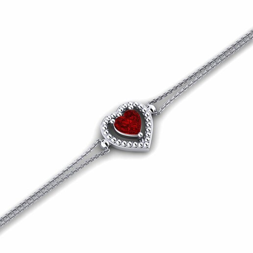 Bracelet Aiguebelle 585 White Gold & Ruby (Lab Created)