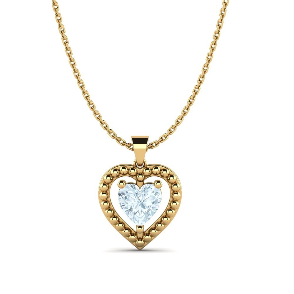 Trái Tim Đá Aquamarine Mặt dây chuyền nữ Aiguefonde