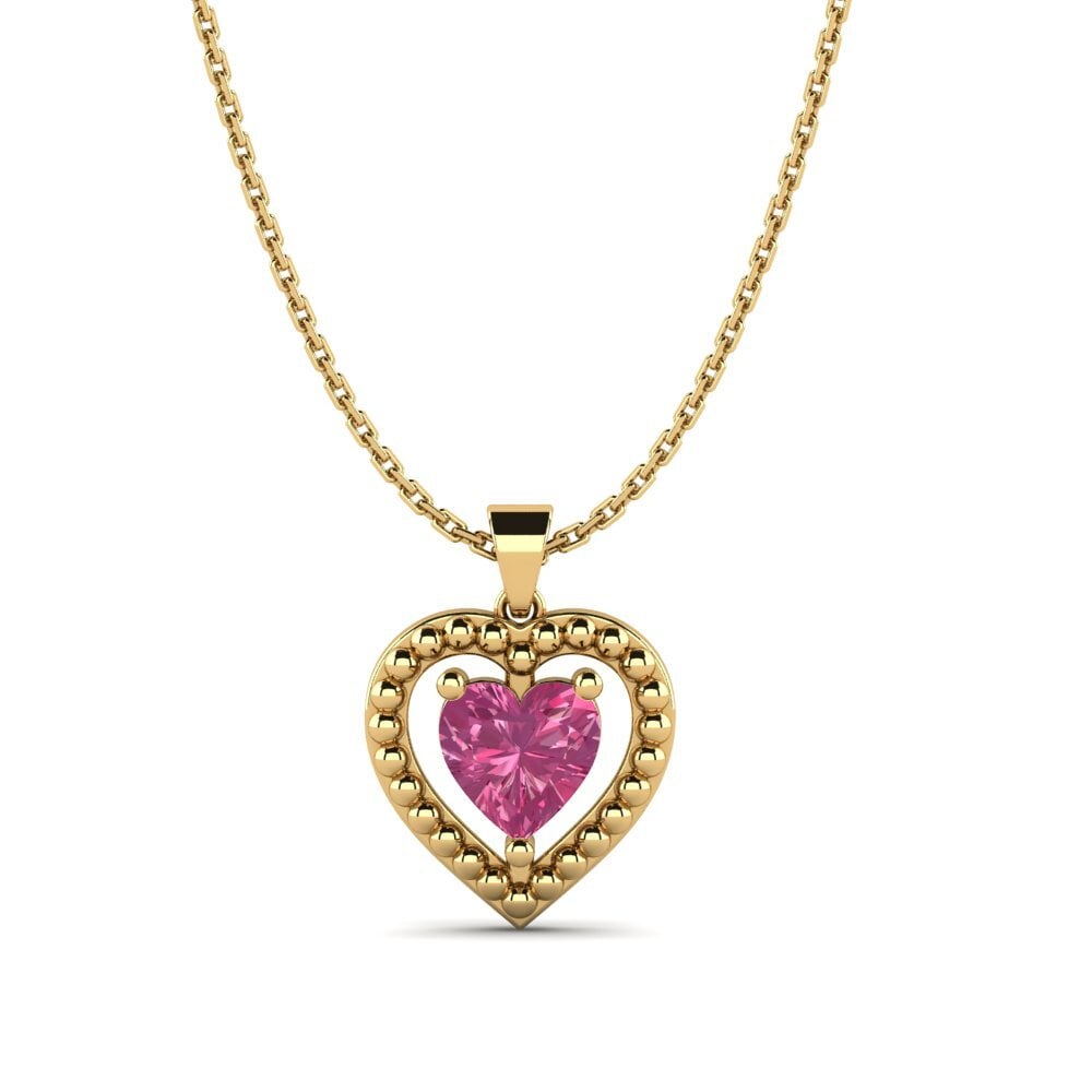 Trái Tim Đá Tourmaline Hồng / Bích tỷ Mặt dây chuyền nữ Aiguefonde