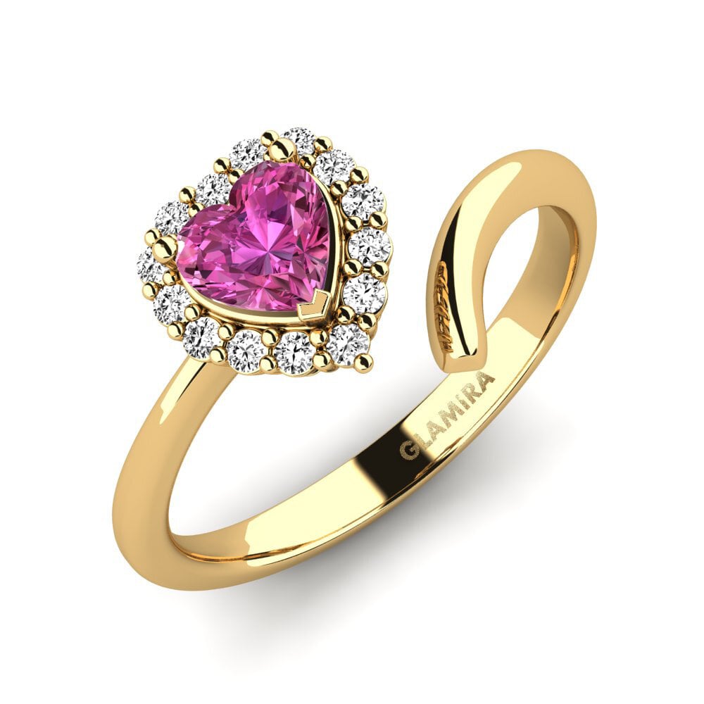 18k Oro Amarillo Topacio Rosa Anillo Aigurande