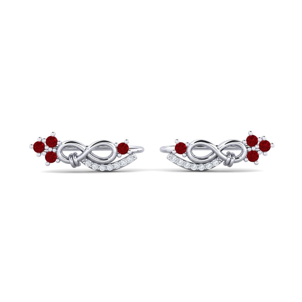 950 Platinum Red Zirconia Earring Aikya
