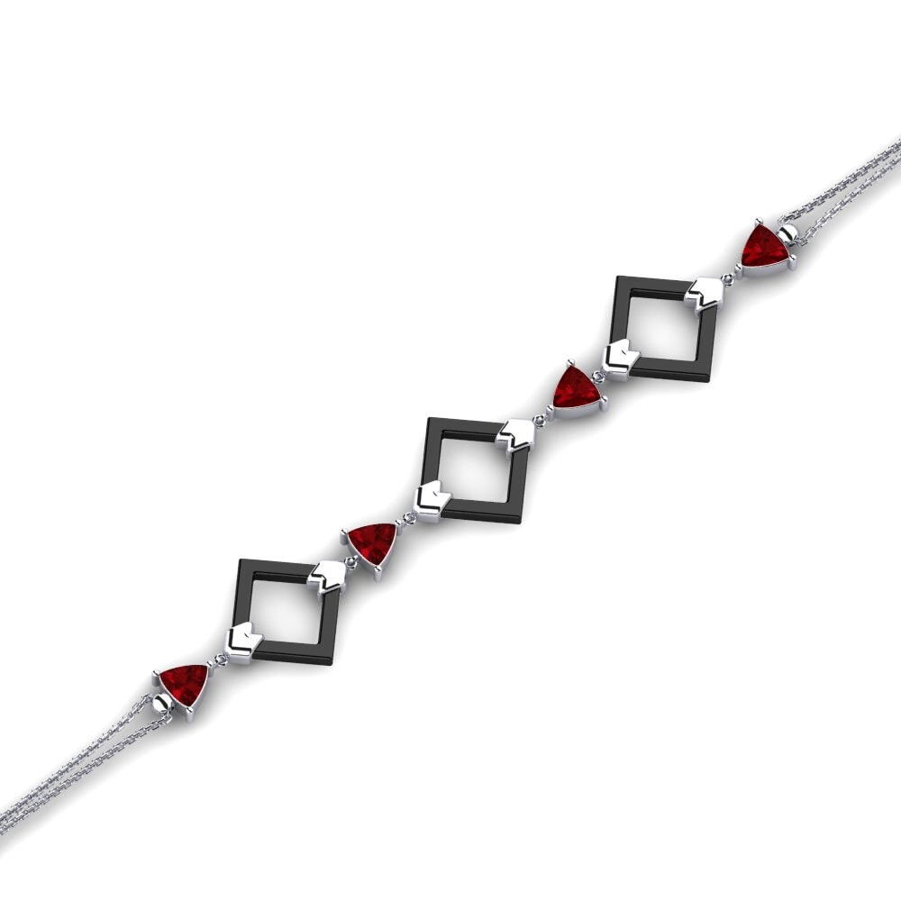 950 Palladium Red Zirconia Women's Bracelet Aileen
