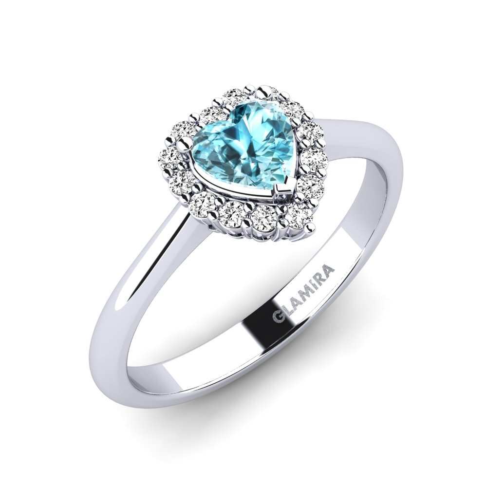 Corazón Circón Azul Anillo de compromiso Ailefroide