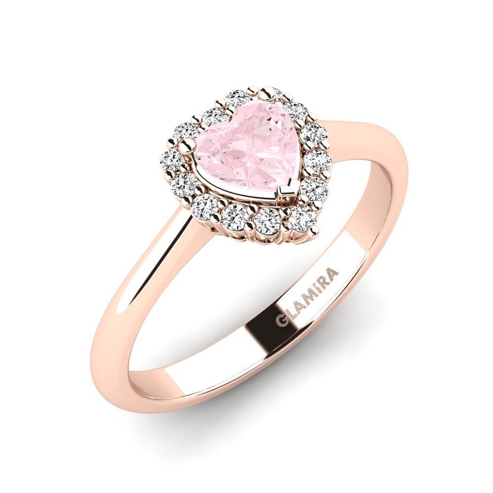 14k Oro Rosa Cuarzo rosa Anillo de compromiso Ailefroide