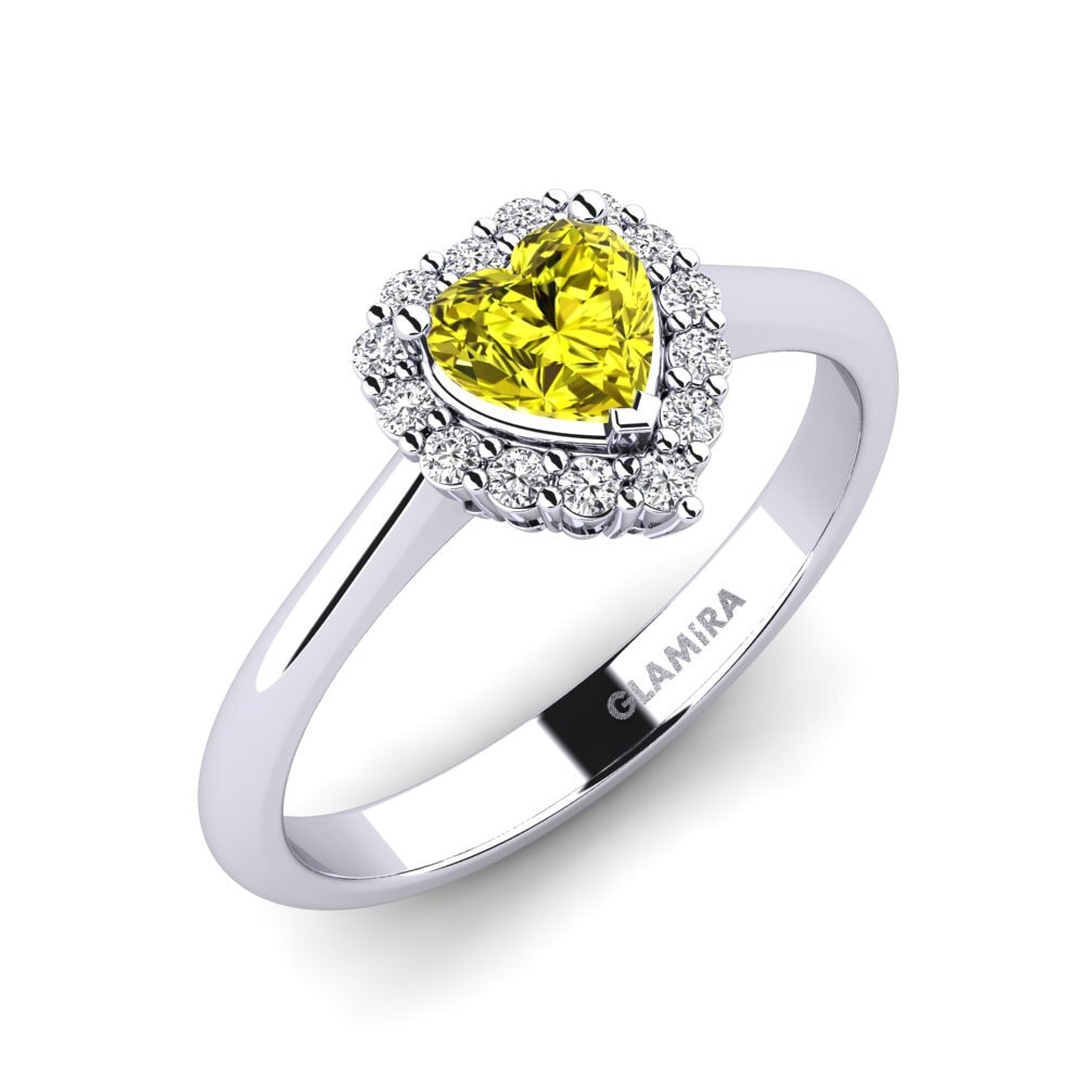 Corazón Diamante Amarillo Anillo de compromiso Ailefroide