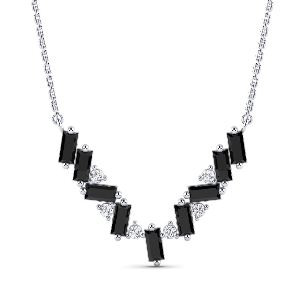 Baguette Black Sapphire Women's Necklace Ailene