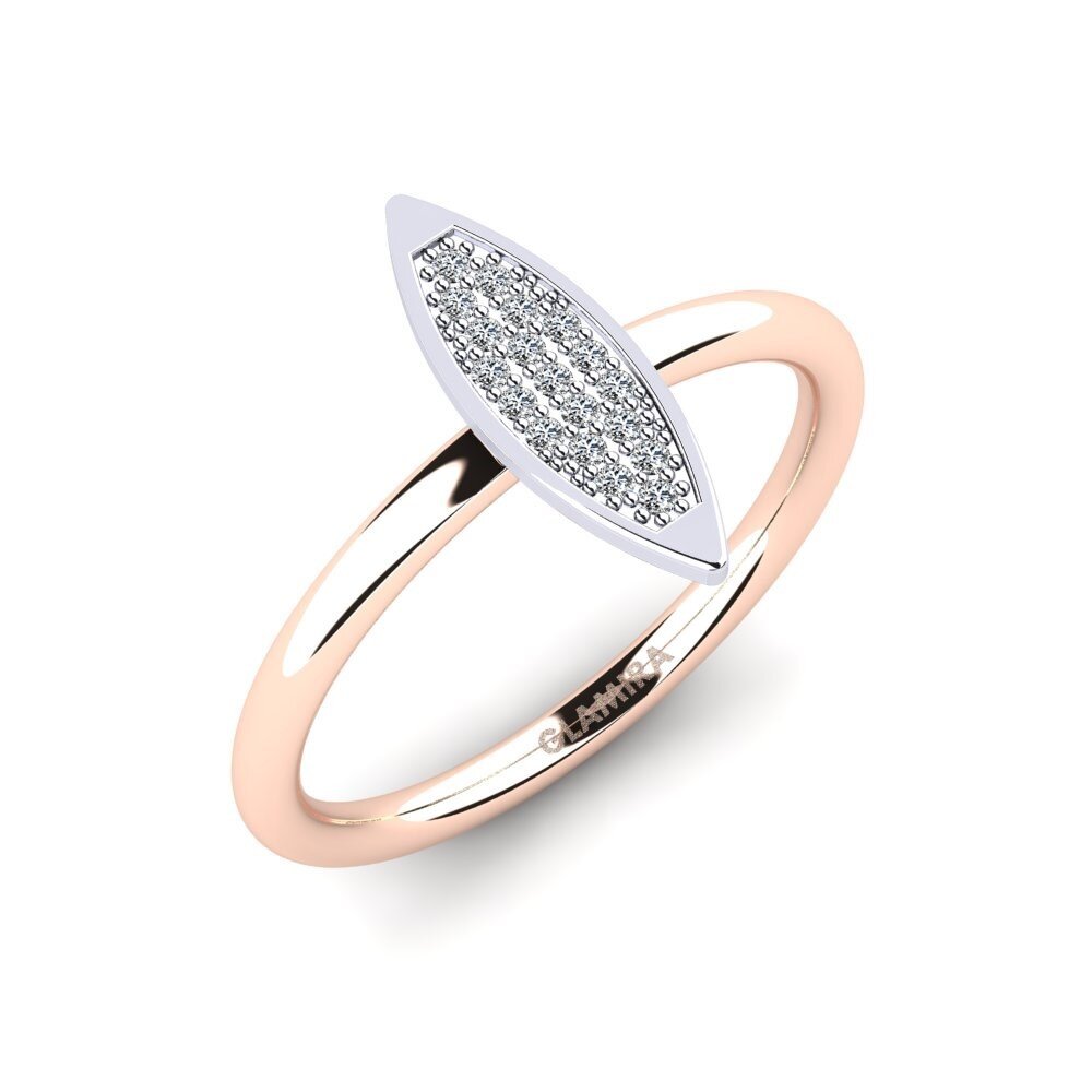 14k Oro Rosa & Blanco Redondo Anillo Airella