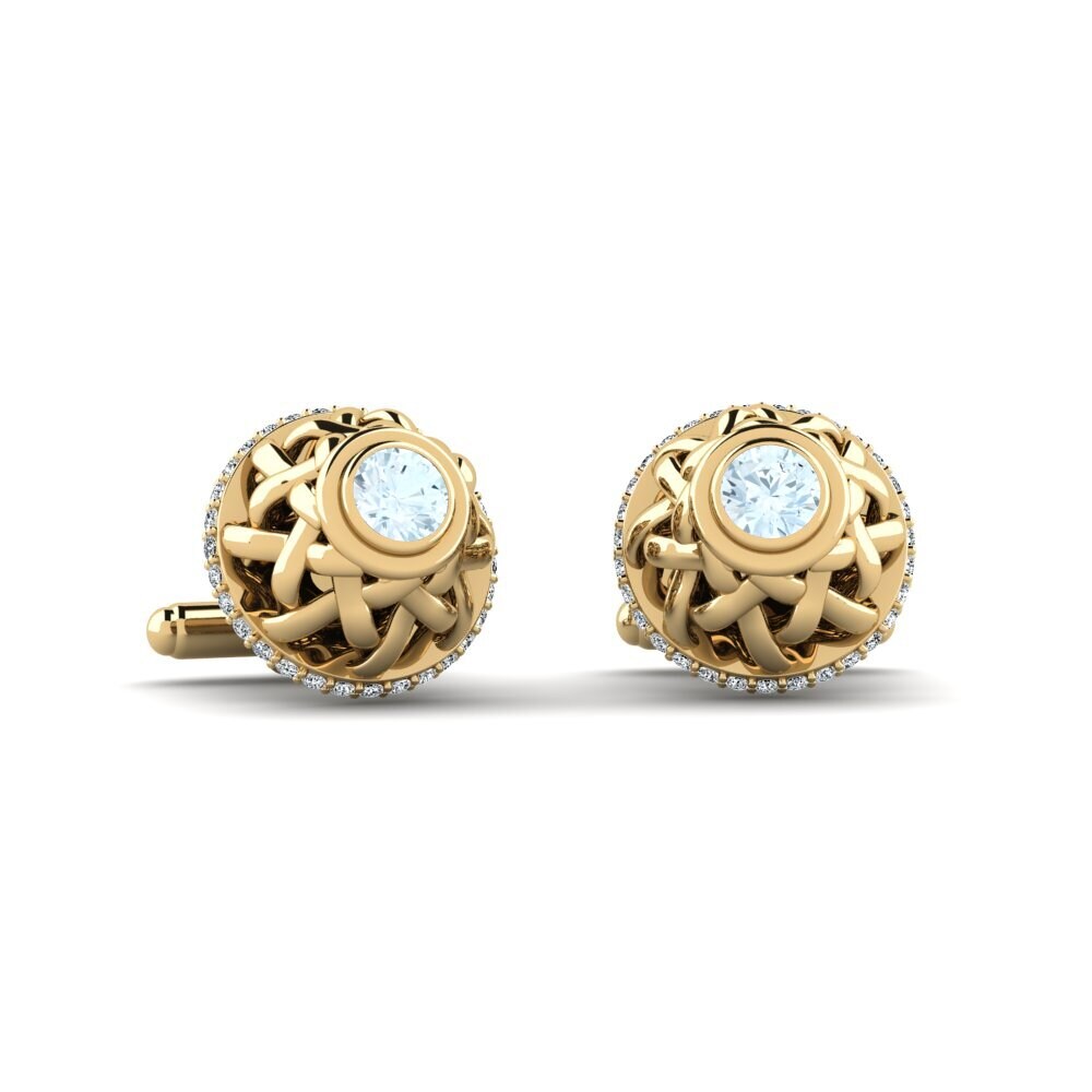 14ct Yellow Gold Aquamarine Cufflink Aisan